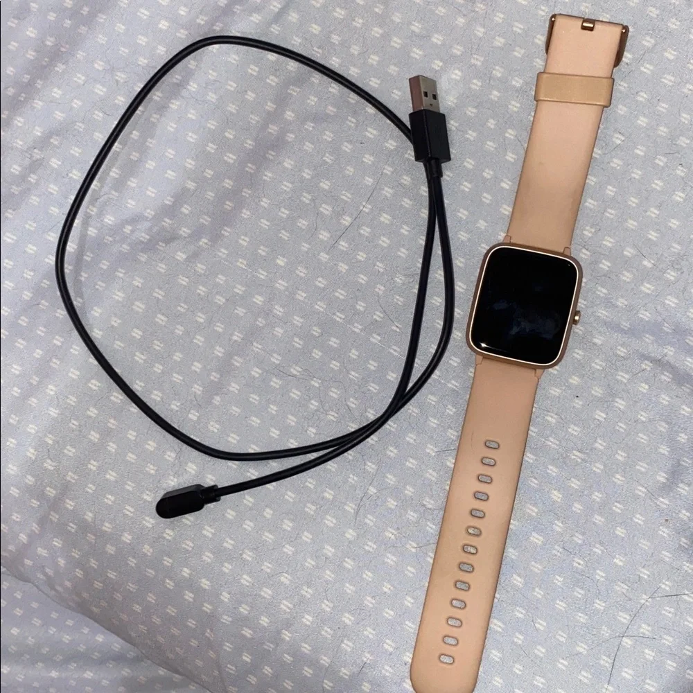 Blush Pink Smartwatch with Silicone Band
